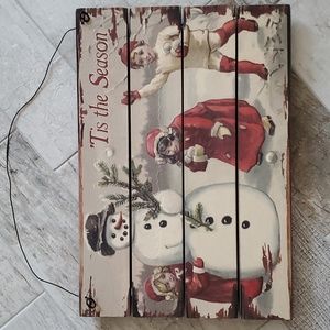 Vintage Inspired Tis the Season Winter Snowman Christmas Holiday Scene Snowball